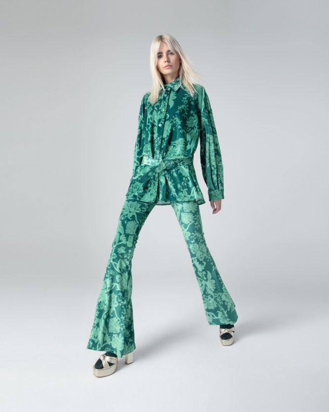 LYDIA VELVET TROUSERS (GREEN) MAMOUSH CLOTHES 31