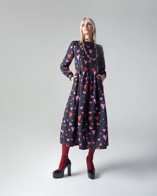 LUCY DRESS SWEATSHIRT (BLACK HEARTS) MAMOUSH CLOTHES 4
