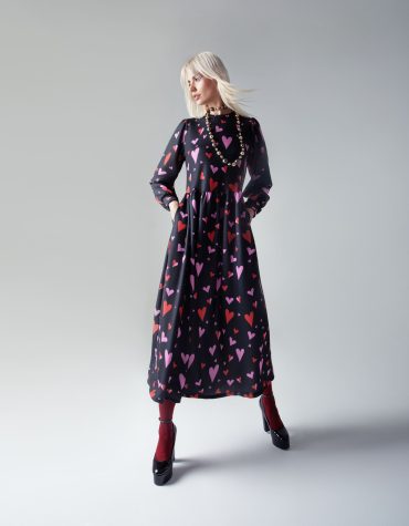 LUCY DRESS SWEATSHIRT (BLACK HEARTS) MAMOUSH CLOTHES