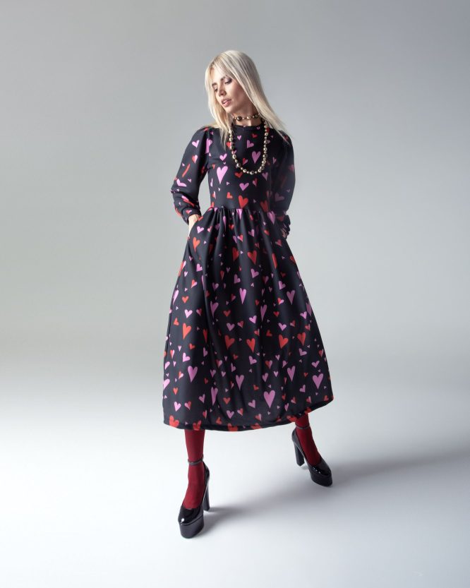LUCY DRESS SWEATSHIRT (BLACK HEARTS) MAMOUSH CLOTHES 5