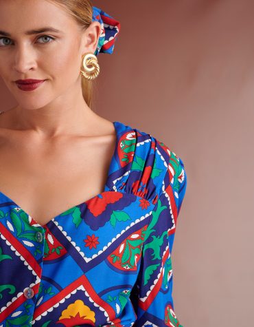 JOANNA HEART SHAPED SHIRT (COBALT BLUE ) EKARAVAN BLOUSES