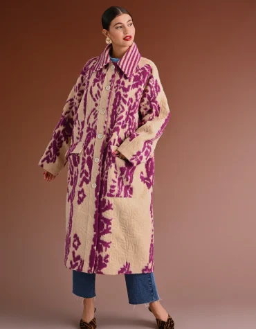 KINGSTON OVERSIZED COAT ( MAGENDA IVORY) KARAVAN CLOTHES