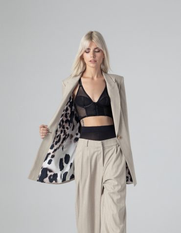 LINA ΡΙΓΕ BLAZER WITH ANIMAL PRINT LINING MAMO CLOTHES