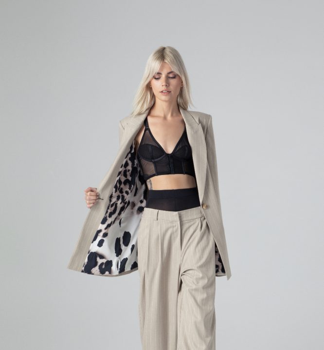 LINA ΡΙΓΕ BLAZER WITH ANIMAL PRINT LINING MAMO CLOTHES 3