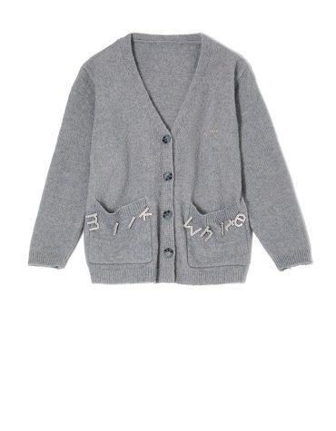 CARDIGAN WITH CRYSTALS (GRAY) MILKWHITE BLOUSES