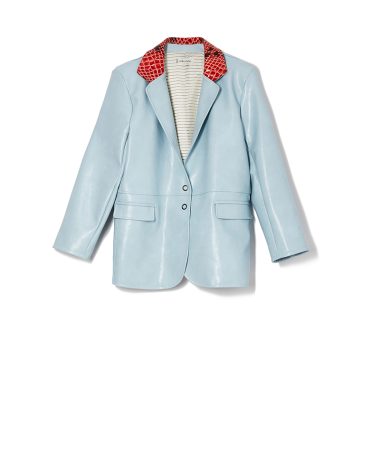 FAUX OVERSIZED LEATHER BLAZER (BABY BLUE) MILKWHITE ΝΕΕΣ ΑΦΙΞΕΙΣ