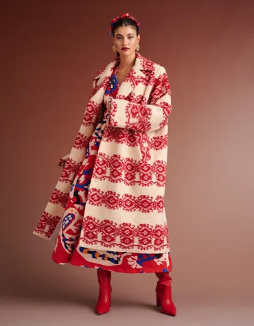 KYNDALL OVERSIZED ΖΑΚΑΡ ΠΑΛΤΟ (IVORY RED) KARAVAN ΝΕΕΣ ΑΦΙΞΕΙΣ