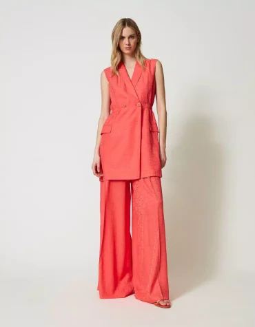 ΦΑΡΔΙΑ ΠΑΝΤΕΛΟΝΑ JACQUARD PALAZZO TWINSET ΡΟΥΧΑ 2