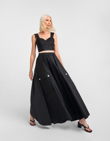 CLAIRE ΦΟΥΣΤΑ ΜΕ ΤΣΕΠΕΣ (BLACK) MAMOUSH OUTLET -70%