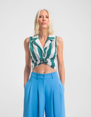 ALIKY ΚΟΝΤΟ ΠΟΥΚΑΜΙΣΟ(GREEN STRIPES) MAMOUSH new arrivals 34