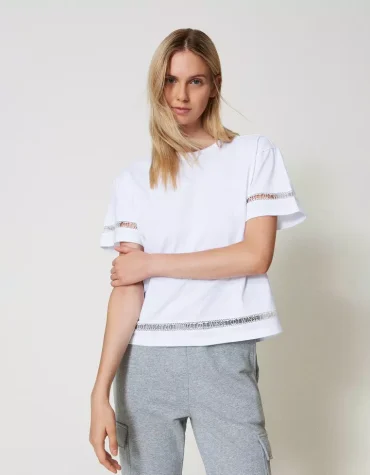 T-SHIRT ΜΕ ΚΕΝΤΗΜΕΝΟ ΛΟΓΟΤΥΠΟ TWINSET ΠΡΟΣΦΟΡΕΣ