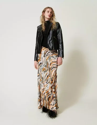 ΜΑΚΡΙΑ ANIMAL PRINT ΣΑΤΕΝ ΦΟΥΣΤΑ TWINSET ΠΡΟΣΦΟΡΕΣ