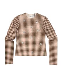 ΤΟΥΛΙΝΟ ΚΑΡΟ TOP ΜΕ ΣΤΡΑΣ ΦΙΟΓΚΑΚΙΑ (MINT BROWN VICHY) MILKWHITE ΝΕΕΣ ΑΦΙΞΕΙΣ 2