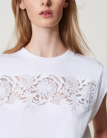 T-SHIRT ΜΕ ΔΑΝΤΕΛΑ TWINSET ΝΕΕΣ ΑΦΙΞΕΙΣ 2