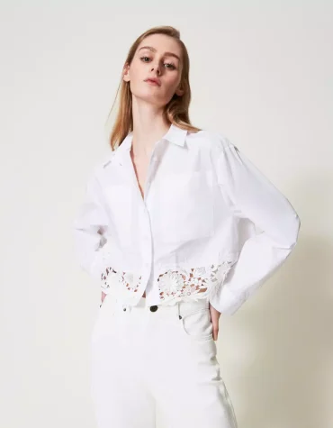 BOXY ΠΟΥΚΑΜΙΣΟ ΠΟΠΛΙΝΑ ΜΕ ΔΑΝΤΕΛΑ TWINSET OUTLET -70% 2