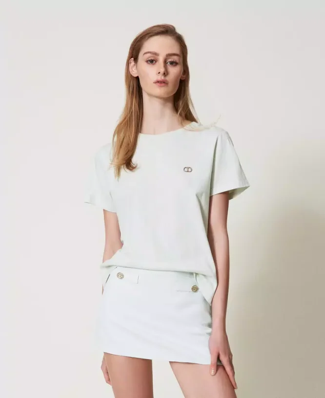 T-SHIRT ΜΕ ΠΛΑΚΑ ΣΤΡΑΣ ΟΒΑΛ Τ TWINSET ΠΡΟΣΦΟΡΕΣ 3