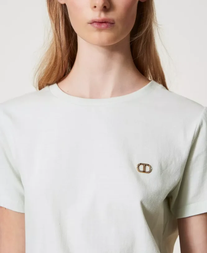 T-SHIRT ΜΕ ΠΛΑΚΑ ΣΤΡΑΣ ΟΒΑΛ Τ TWINSET ΠΡΟΣΦΟΡΕΣ 4