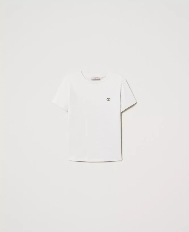 T-SHIRT ΜΕ ΠΛΑΚΑ ΣΤΡΑΣ ΟΒΑΛ Τ TWINSET ΠΡΟΣΦΟΡΕΣ 7