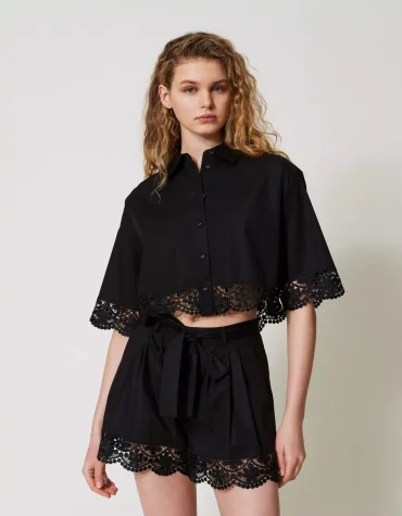 ΠΟΠΛΙΝΑ CROPPED ΠΟΚΑΜΙΣΟ ΜΕ ΔΑΝΤΕΛΑ TWINSET ΠΟΥΚΑΜΙΣΑ 2