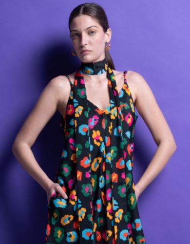 ‘KELLY’ MAXI ΦΟΡΕΜΑ (BLACK /ANIMAL PRINT) MAMOUSH new arrivals 2