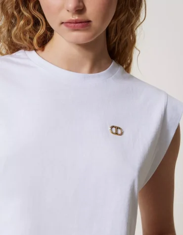 CROPPED T-SHIRT ΜΕ OVAL T LOGO TWINSET ΝΕΕΣ ΑΦΙΞΕΙΣ 2