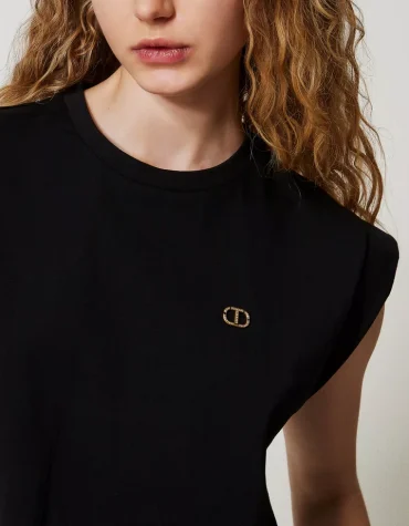 CROPPED T-SHIRT ΜΕ OVAL T LOGO TWINSET ΝΕΕΣ ΑΦΙΞΕΙΣ 2