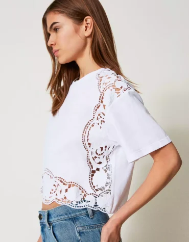 T-SHIRT SANGALLO ΜΕ ΚΕΝΤΗΜΑ TWINSET ΝΕΕΣ ΑΦΙΞΕΙΣ 2