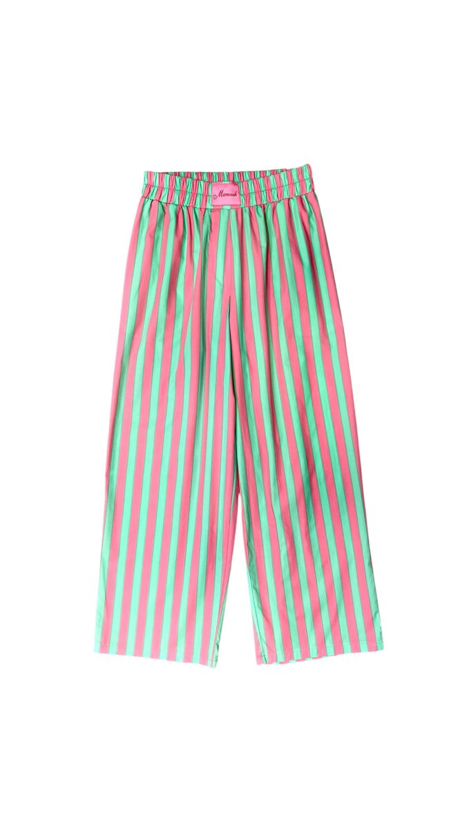 ‘ELLY’ CROPPED ΒΑΜΒΑΚΕΡΟ ΠΑΝΤΕΛΟΝΙ (STRIPED PINK/GREEN) MAMOUSH ΝΕΕΣ ΑΦΙΞΕΙΣ 3