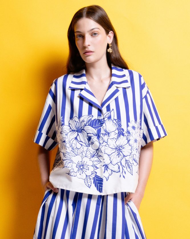 ‘VANYA’ ΒΑΜΒΑΚΕΡΟ ΠΟΥΚΑΜΙΣΟ (BLUE STRIPES) MAMOUSH ΝΕΕΣ ΑΦΙΞΕΙΣ 3