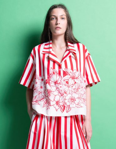 'VANYA' ΒΑΜΒΑΚΕΡΟ ΠΟΥΚΑΜΙΣΟ (RED STRIPES) MAMOUSH