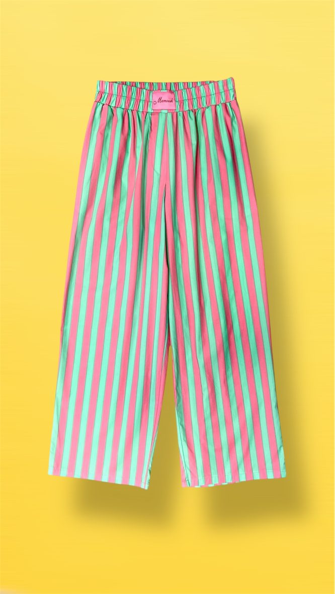 ‘ELLY’ CROPPED ΒΑΜΒΑΚΕΡΟ ΠΑΝΤΕΛΟΝΙ (STRIPED PINK/GREEN) MAMOUSH ΝΕΕΣ ΑΦΙΞΕΙΣ 3
