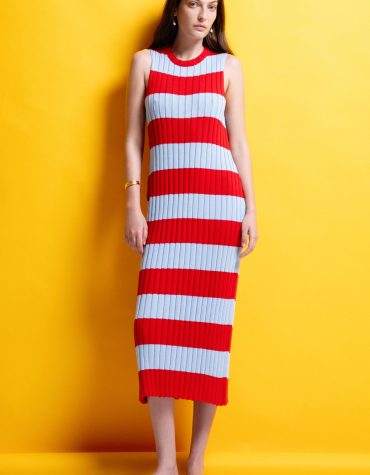 ‘MOLLY’ ΡΙΓΕ ΠΛΕΚΤΟ ΦΟΡΕΜΑ (LIGHT BLUE/RED) MAMOUSH OUTLET -70% 2