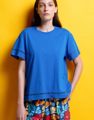 T-SHIRT ΜΟΝΟΧΡΩΜΑ (BLUE) MAMOUSH OUTLET -70%