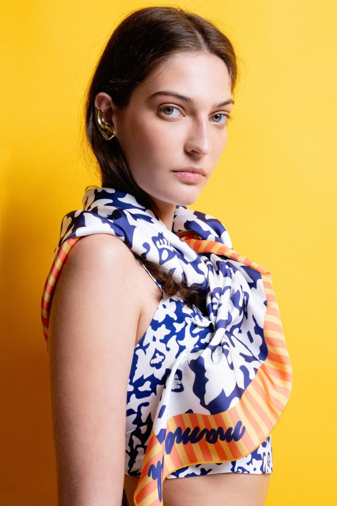 ‘ALYSSA’ ΜΑΝΤΗΛΙ-ΠΑΡΕΟ (BLUE/WHITE) MAMOUSH ΝΕΕΣ ΑΦΙΞΕΙΣ 4