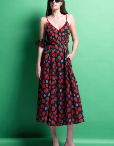 ‘ALMA’ ΜΙΝΤΙ ΦΟΡΕΜΑ (BLACK/STRAWBERRIES) MAMOUSH ΠΡΟΣΦΟΡΕΣ