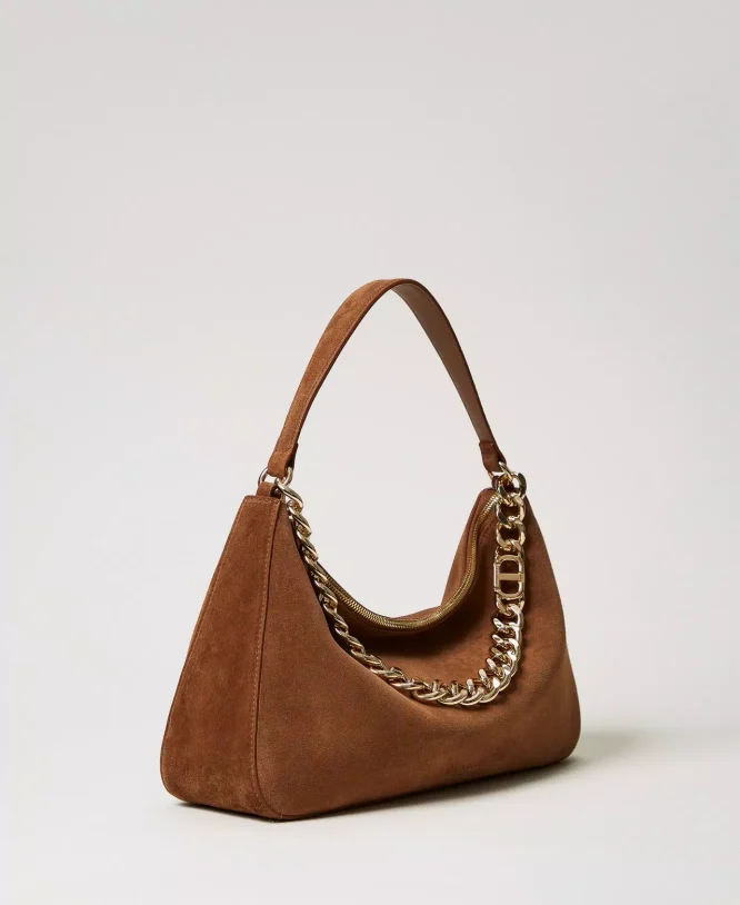 ‘LILIANE’ MEDIUM SUEDE ΤΣΑΝΤΑ (BROWN) TWINSET ΝΕΕΣ ΑΦΙΞΕΙΣ 4