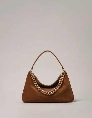 'LILIANE' MEDIUM SUEDE ΤΣΑΝΤΑ (BROWN) TWINSET