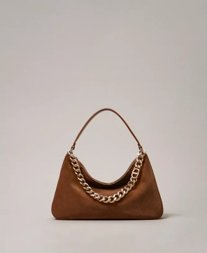 ‘LILIANE’ MEDIUM SUEDE ΤΣΑΝΤΑ (BROWN) TWINSET ΝΕΕΣ ΑΦΙΞΕΙΣ 3