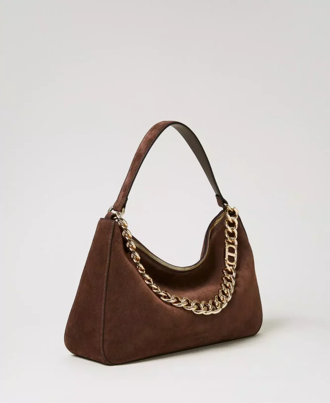 ‘LILIANE’ MEDIUM SUEDE ΤΣΑΝΤΑ (COFFEE) TWINSET ΝΕΕΣ ΑΦΙΞΕΙΣ 5