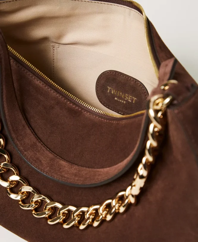 ‘LILIANE’ MEDIUM SUEDE ΤΣΑΝΤΑ (COFFEE) TWINSET ΝΕΕΣ ΑΦΙΞΕΙΣ 7