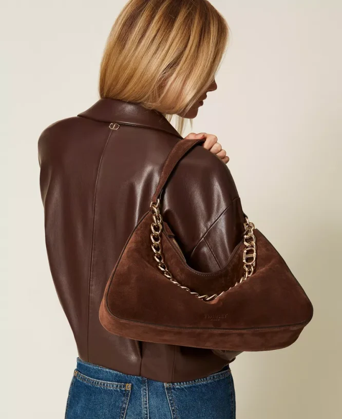 ‘LILIANE’ MEDIUM SUEDE ΤΣΑΝΤΑ (COFFEE) TWINSET ΝΕΕΣ ΑΦΙΞΕΙΣ 4