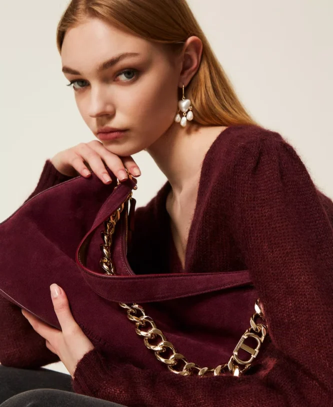 ‘LILIANE’ MEDIUM SUEDE ΤΣΑΝΤΑ (WINETAS) TWINSET ΝΕΕΣ ΑΦΙΞΕΙΣ 4