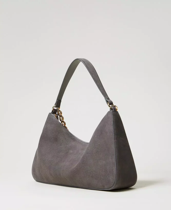 ‘LILIANE’ MEDIUM SUEDE ΤΣΑΝΤΑ (GREY/GOLD) TWINSET ΝΕΕΣ ΑΦΙΞΕΙΣ 6