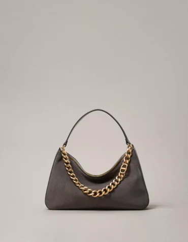 'LILIANE' MEDIUM SUEDE ΤΣΑΝΤΑ (GREY/GOLD) TWINSET