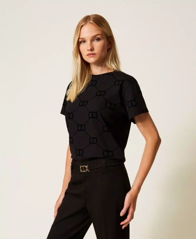 T-SHIRT ΜΕ ΤΎΠΩΜΑ FLOCK OVAL T TWINSET ΝΕΕΣ ΑΦΙΞΕΙΣ 5