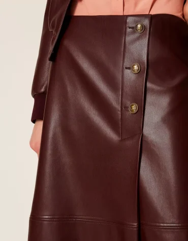 FAUX LEATHER MIDI ΦΟΥΣΤΑ ΜΕ ΧΡΥΣΑ ΚΟΥΜΠΙΑ TWINSET ΝΕΕΣ ΑΦΙΞΕΙΣ 2