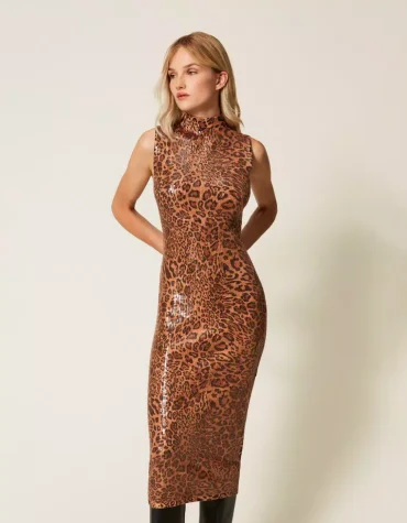 ΠΛΕΚΤΟ ΦΟΡΕΜΑ ΜΕ ΠΑΓΙΕΤΕΣ ANIMAL PRINT TWINSET ΝΕΕΣ ΑΦΙΞΕΙΣ