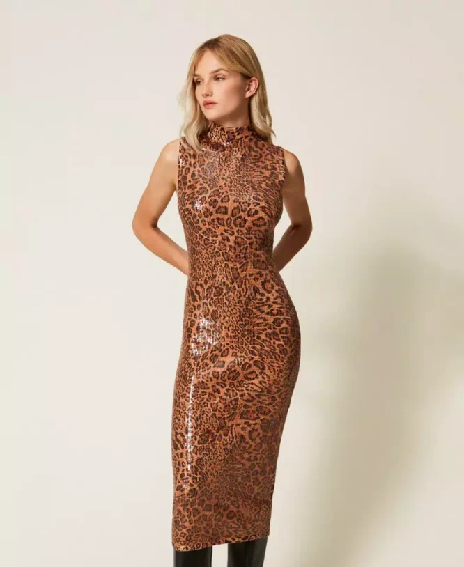 ΠΛΕΚΤΟ ΦΟΡΕΜΑ ΜΕ ΠΑΓΙΕΤΕΣ ANIMAL PRINT TWINSET ΝΕΕΣ ΑΦΙΞΕΙΣ 3
