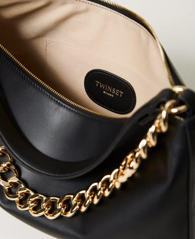 ‘LILIANE’ MEDIUM ΔΕΡΜΑΤΙΝΗ ΤΣΑΝΤΑ (BLACK) TWINSET ΝΕΕΣ ΑΦΙΞΕΙΣ 7