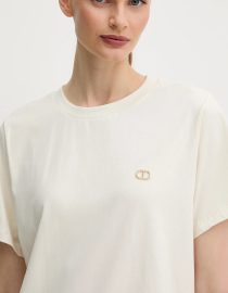 T-SHIRT ΜΕ ΠΛΑΚΑ ΣΤΡΑΣ ΟΒΑΛ Τ TWINSET ΝΕΕΣ ΑΦΙΞΕΙΣ
